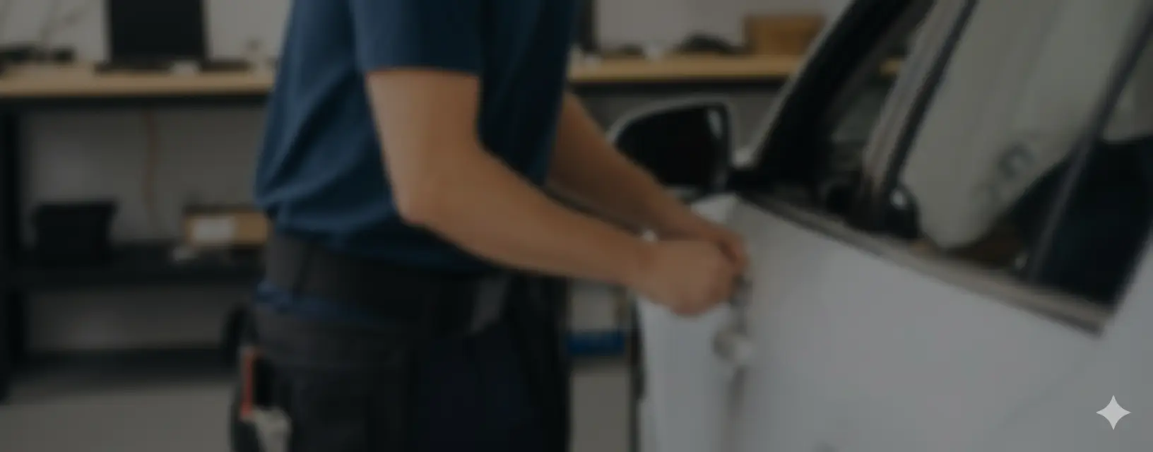 Locksmith working on car